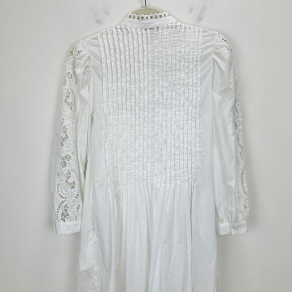Madewell Pintucked Eyelet Mini Dress Boho Cotton Cottagecore White Medium NWT - Picture 16 of 16